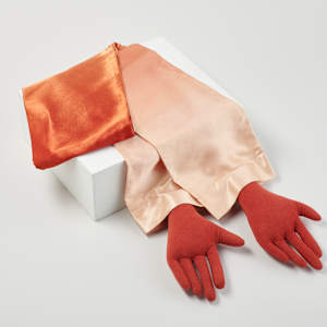 Scarf with Stuffed Hands by Jeanne Fleming  Image: Photo credit: Alexis Oltmer