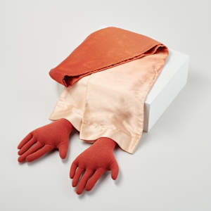 Scarf with Stuffed Hands by Jeanne Fleming  Image: Photo credit: Alexis Oltmer
