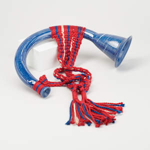 Porcelain Horn with Strap by Sande Deitch  Image: Photo credit: Alexis Oltmer