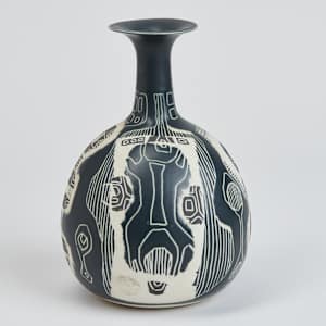 Black & White Narrow Neck Vase by Lietzke Porcelains  Image: Photo credit: Alexis Oltmer