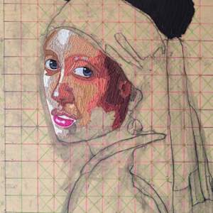 Girl with a Pearl Earring Re-envisioned by Afis Quadri 