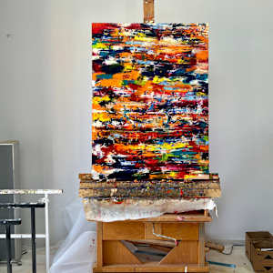 Study of a Bouquet of Flowers V – Orange and Blue Field by CHRISTOPH MUELLER 