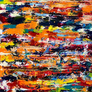 Study of a Bouquet of Flowers V – Orange and Blue Field by CHRISTOPH MUELLER