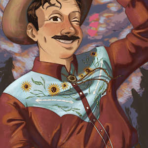 williams, digital illustration, 2023, cowboy by Bennie Williams