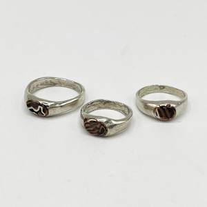 Silver and Mokume Signet Rings by Jared Effman