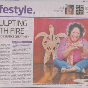 Fire sculpture by Danièle Lamarche-Sarvia neo figurativism, figurative expressionism  painter