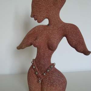 Je Djinn by Daniele Lamarche-Sarvia  Image:  Chastity Belt   high contrast rough clay soft subject 