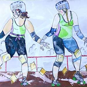 Roller Derby Girls by Danièle Lamarche-Sarvia neo figurativism, figurative expressionism  painter