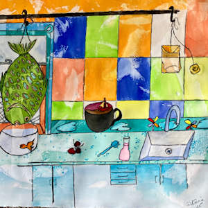 A Fishy Affair by Danièle Lamarche-Sarvia neo figurativism, figurative expressionism  painter