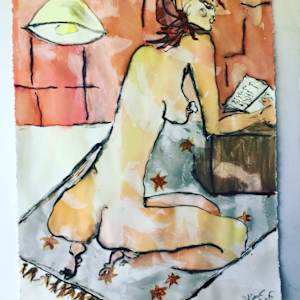 Heat Wave by Danièle Lamarche-Sarvia neo figurativism, figurative expressionism  painter  Image: before sarong