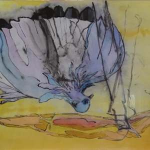 Death in Paradise / or peace upside down by Figurative expressionist painter Danièle Lamarche-Sarvia  Image: Symbol of the Catholic  religion purity unity peace 
