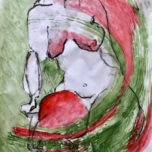 Gestural drawing by Figurative expressionist painter Danièle Lamarche-Sarvia  Image: different model different mood