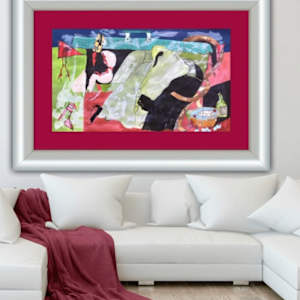 Valenitne's night by Danièle Lamarche-Sarvia neo figurativism, figurative expressionism  painter  Image: the interview went well she stopped by the bottle shop and ran home to celebrate this Valentine double win