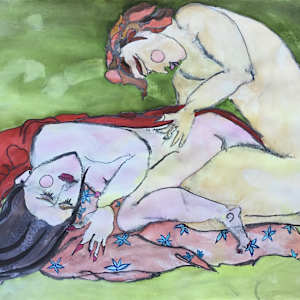 Green Velvet / the ultimate adult play time by Danièle Lamarche-Sarvia neo figurativism, figurative expressionism  painter