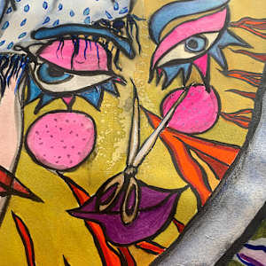 The Circle of Fire by Danièle Lamarche-Sarvia neo figurativism, figurative expressionism  painter  Image: passivity of the viewer and the knowledge that he can harm himself