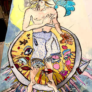 The Circle of Fire by Danièle Lamarche-Sarvia neo figurativism, figurative expressionism  painter  Image: I am not disciplined and do not plan colours and composition, I really just go