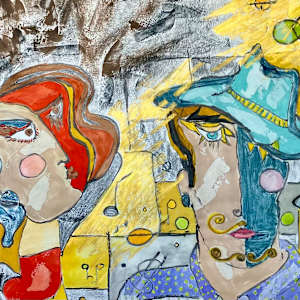 The Jazz Singer and The Magician by Figurative expressionist painter Danièle Lamarche-Sarvia 
