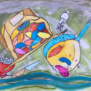 Potatoe Blues by Danièle Lamarche-Sarvia neo figurativism, figurative expressionism  painter