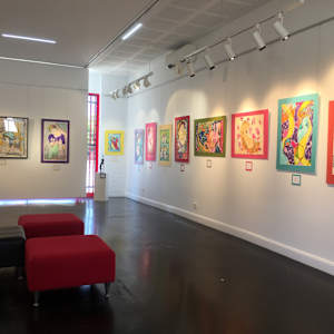 The Jazz Singer and The Magician by Figurative expressionist painter Danièle Lamarche-Sarvia  Image: first sol exhibition as a painter 2029 Redcliffe Old Fire Station
