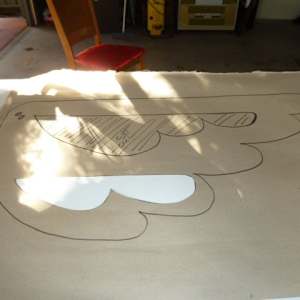 Fire sculpture by Danièle Lamarche-Sarvia neo figurativism, figurative expressionism  painter  Image: thinking proportions, fire , wind, and using the aboriginal totem of the specific ethnic group of natives in Wynnum