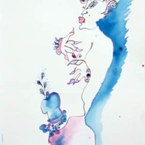 Je Djinn aquarelle by Danièle Lamarche-Sarvia neo figurativism, figurative expressionism  painter, Image 2.