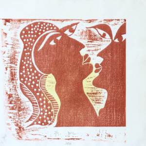The Kiss by Danièle Lamarche-Sarvia neo figurativism, figurative expressionism  painter, Image 1.