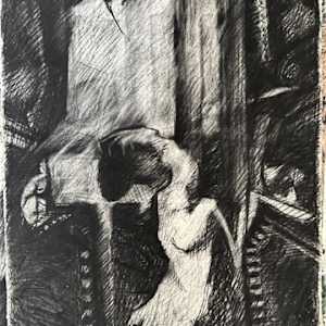 Untitled Charcoal on paper by Kjeld Tidemand-Johannessen