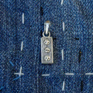 “Untitled” Geometric Pendant & Woven Rope Chain by Stefano Lonzano