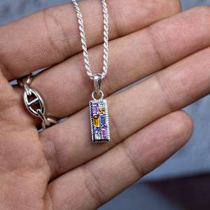“Untitled” Geometric Pendant & Woven Rope Chain by Stefano Lonzano