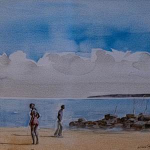 Man and Woman Bathers by Hughie Lee Smith