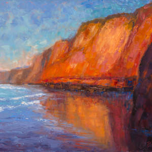 La Jolla Cliffs at Sunset: 22" x 28", Fine Art Canvas Print (framed) #1 by Barbara Davies, Image 1.