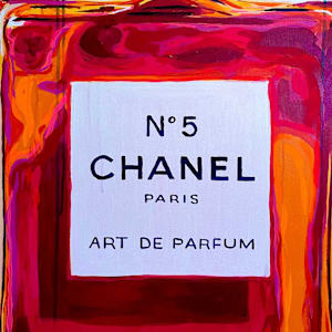 "A Whisper of Gold and Neon Dreams"  Inspired by Chanel No. 5 by Artist Allan Buch  Image: detailed close up
