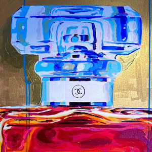 "A Whisper of Gold and Neon Dreams"  Inspired by Chanel No. 5 by Artist Allan Buch  Image: detailed close up