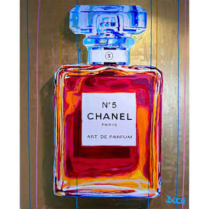 "A Whisper of Gold and Neon Dreams"  Inspired by Chanel No. 5 by Artist Allan Buch  Image: "A Whisper of Gold and Neon Dreams"
 Inspired by Chanel No. 5 - Art de Parfum