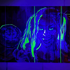 Harley Quinn (Donated to Charity) by Artist Allan Buch  Image: UV-light / Blacklight