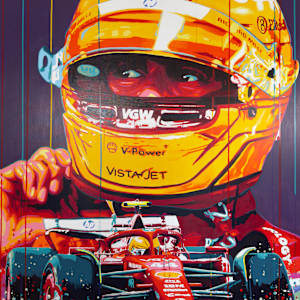 "Hamilton – The Red Chapter Begins" by Artist Allan Buch  Image: Lewis Hamilton - Ferrari painting