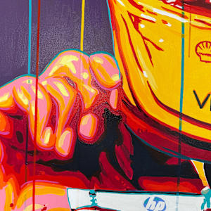 "Hamilton – The Red Chapter Begins" by Artist Allan Buch  Image: Lewis Hamilton - Ferrari painting
Closeup detail