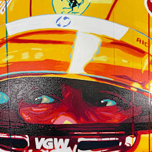 "Hamilton – The Red Chapter Begins" by Artist Allan Buch  Image: Lewis Hamilton - Ferrari painting
Closeup detail