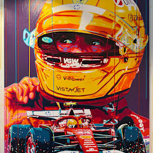 "Hamilton – The Red Chapter Begins" by Artist Allan Buch  Image: Lewis Hamilton - Ferrari painting