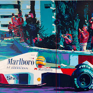 "Senna at Loews – Monaco"  by Artist Allan Buch  Image: Senna - Monaco hairpin