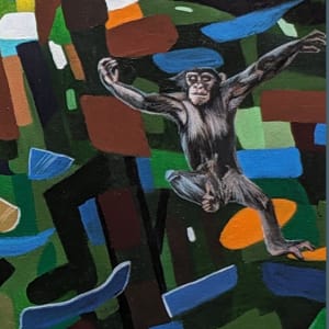 "Keep on going and going" a painting for Save The Chimps, a sanctuary in Florida for chimps raised in captivity for human testing and more. by David Heatwole  Image: detail "Keep on going and going"