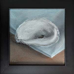 Oyster on Linen Very Still by Cleo Huggins 