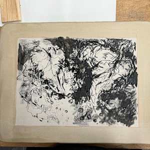 Wild Grapes - Lithography Stone Print by Astrid Steingrueber  Image: painting on the Solnhofener Lime stone