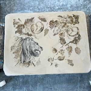 Bubi (Bavarian Lion) - Lithography Stone Print by Astrid Steingrueber 