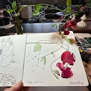 Red Sweet Peas, July 10 ,2023 by Rhonda Young, Image 5.