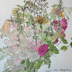 Foxgloves and pink carnations, August 11, 2024 by Rhonda Young