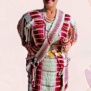 Pink Wool Dress with Accesories by Denise Reed