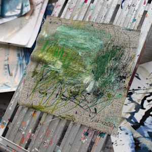 SNATCHES OF A CONVERSATION WITH ART (#12) by Daniela Schweinsberg  Image: Studio view, unframed