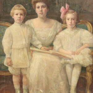 Portrait of a Lady with her Children by Albert Fauley