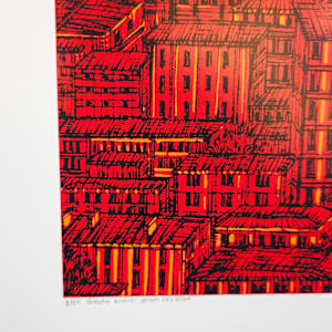 İstanbul; Galata Kırmızı Yorum Serigrafi 1 Numara Orijinal Islak İmzalı by Devrim Erbil 